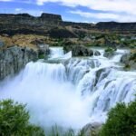 aerial photography of waterfalls